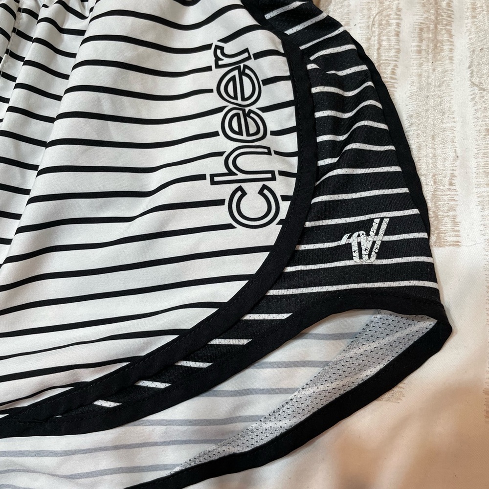 Cheer Black and White Striped Athletic Shorts
